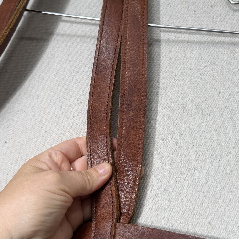 Two Bar West Leather Tote Bag Brown Southwestern Cross Stone Boho Western Purse - Picture 12 of 16